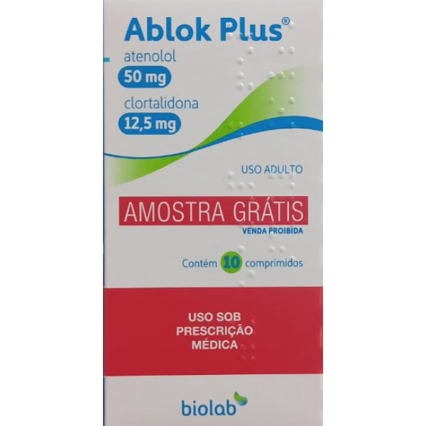 ABLOK PLUS ATENOLOL 50MG + CLORTALIDONA 12,5MG 10 COMPRIMIDOS